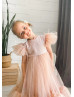 Feifei Sleeves Lace Tulle Slit Back Flower Girl Dress